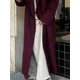 thumbnail image 5 of Abrigo de doble botonadura para mujer, abrigo informal de manga larga con bolsillos y solapa, color rojo burdeos, ropa de calle alta, 2024, 5 of 5