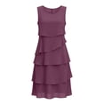 thumbnail image 6 of Yteetum Summer Dresses for Women Chiffon Sleeveless Crewneck Tiered Layered Flowy Asymmetrical Hem Mini Dress Casual Solid Round Neck Loose Fits Lightweight Comfy Dresses, 6 of 7