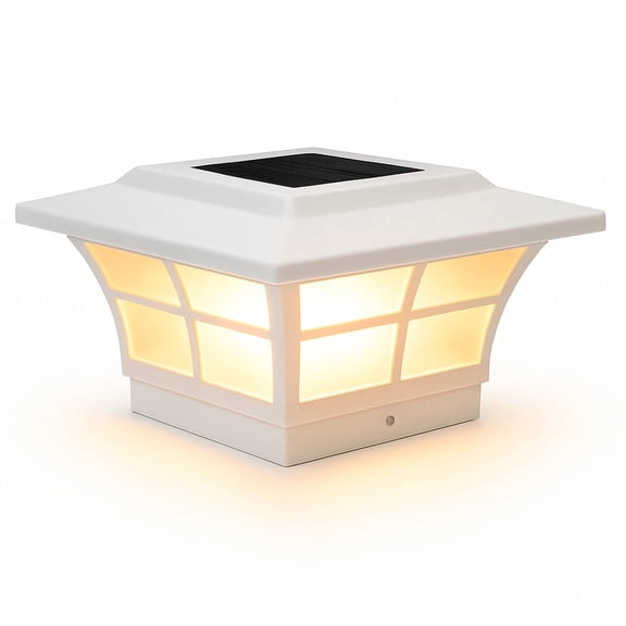 Classy Caps 5x5 Prestige Solar Post Cap Fits 5"x5" and 4.75"x4.75" Posts - White Vinyl (PVC)
