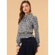 thumbnail image 4 of INSPIRE CHIC Blusa De Mujer Con Volantes Y Peplum Con Cuello Alto Y Manga Abullonada Azul oscuro M, 4 of 6