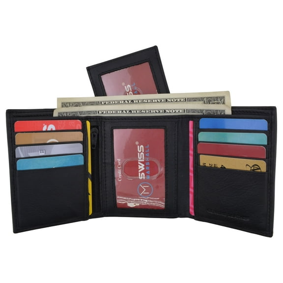 RFID Blocking Mens Trifold Wallet W/Removable Credit Card ID Holder