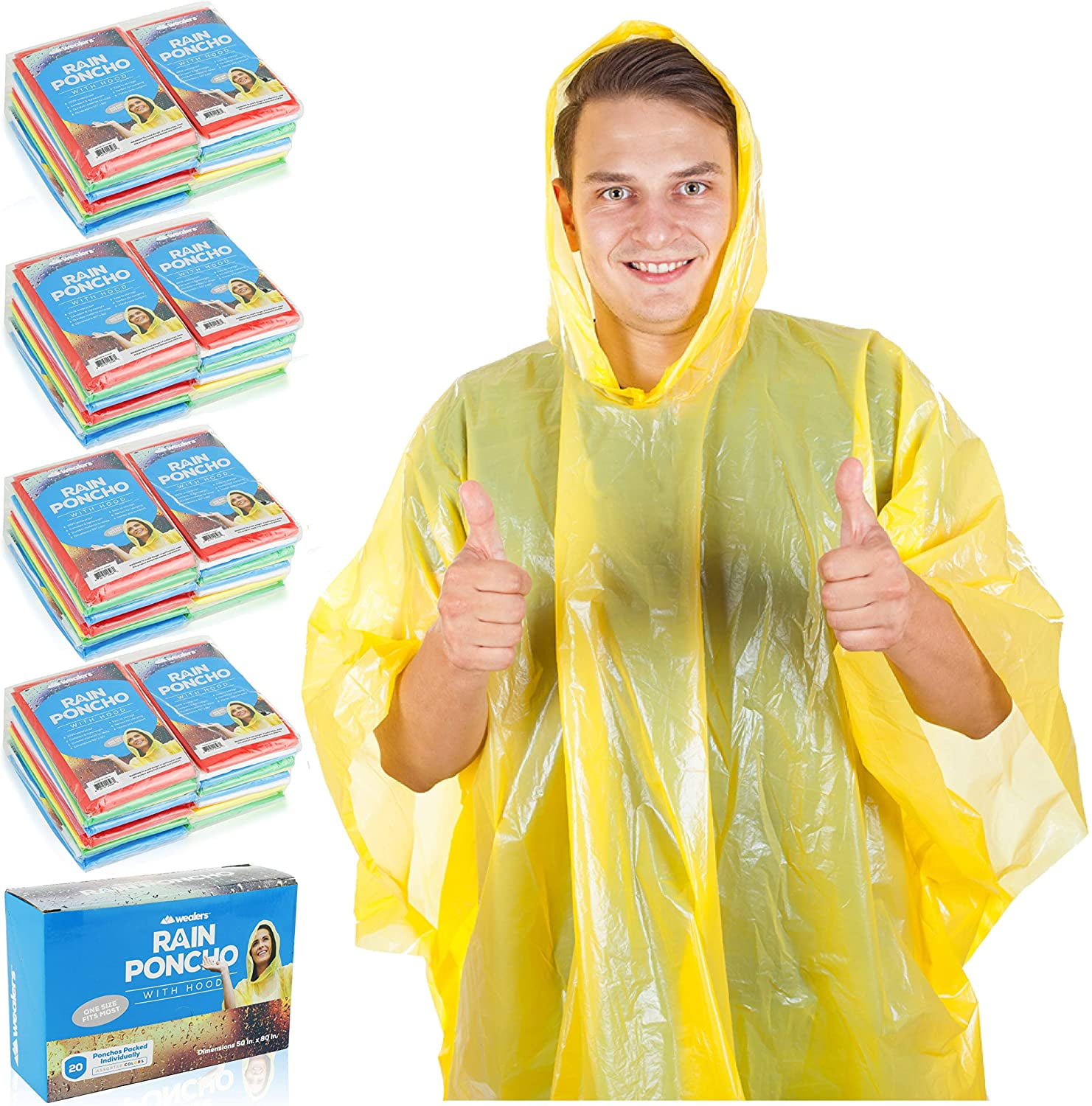 Emergency Disposable Rain Ponchos 5 Clear, 30 Pack or 200 Pack 10 