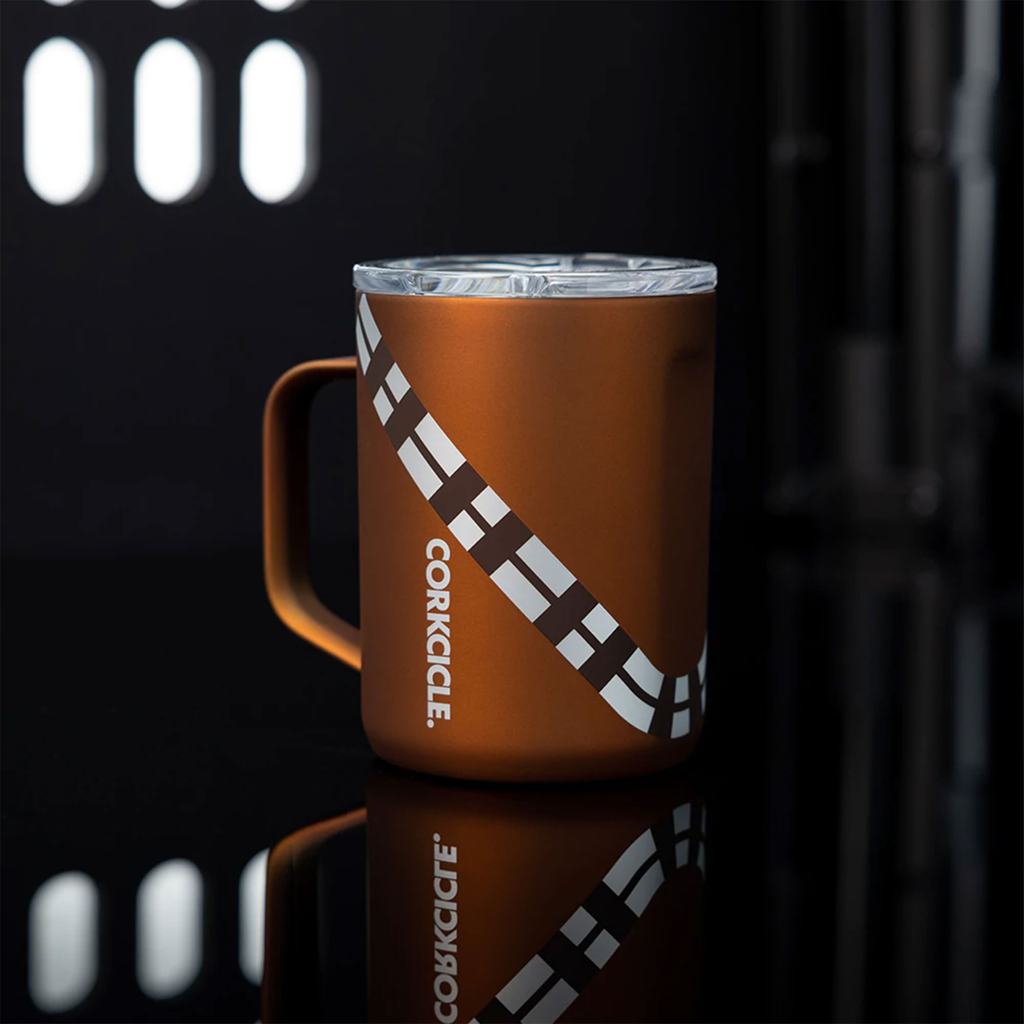 Lid,　with　Star　Mug　Coffee　Travel　Triple　oz　16　Corkcicle　Chewbacca　Steel,　Wars　Stainless　Insulated,