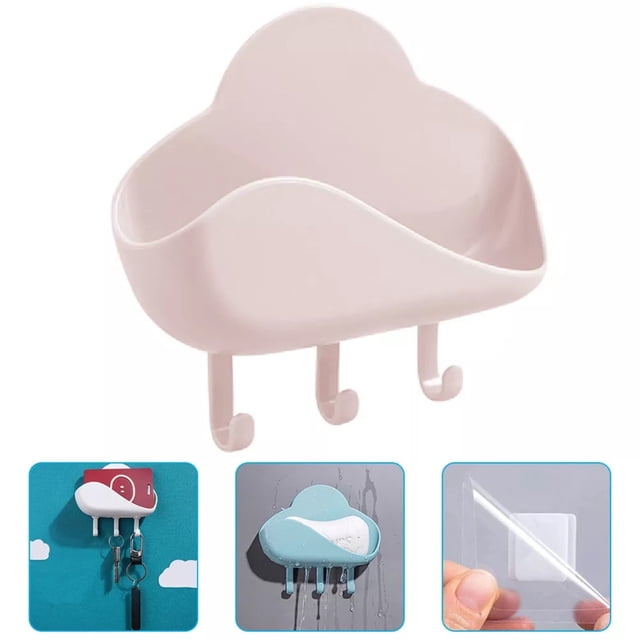 Cqxid Hooks Under $5 Cloud Shape Soap Box Punch-Free Key Holder Home Storage Dishs Bathroom Kitchen