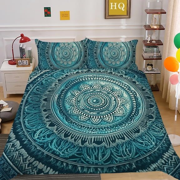 YJHDM Bohemian Mandala Bedding Set 3D Superfine Fiber Quick Drying Duvet Cover Pillow Cover 2/3pcs