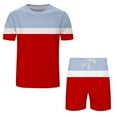 thumbnail image 3 of Mens Outfits Short Sleeve Sports T Shirt Leisure Breathable Sweat Asorbing Shorts Patchwork Comfortable Outwear Exercise Spring Summer Male 2pcs Clothes Set, 3 of 6