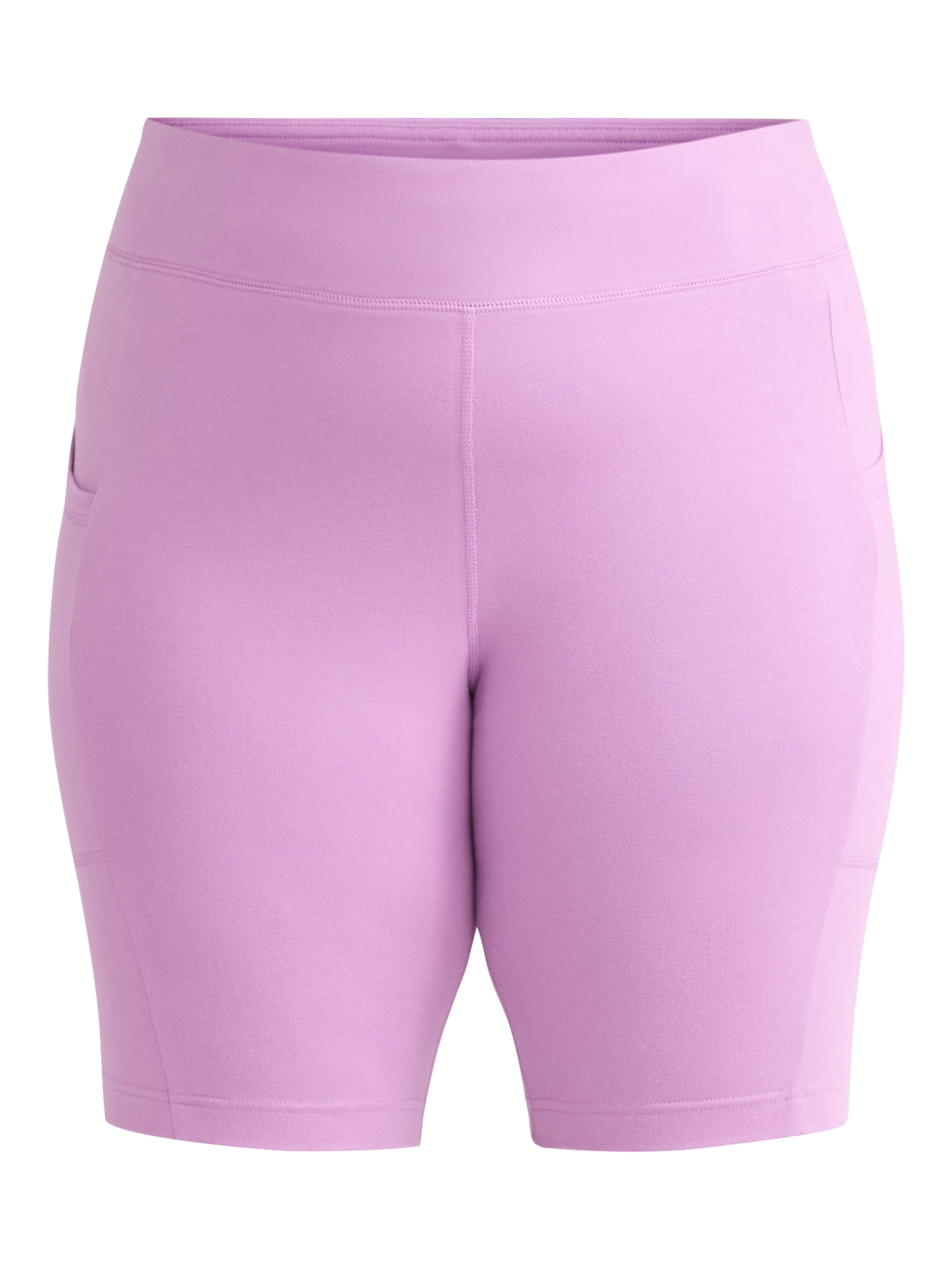 Terra & Sky Women’s Plus High Rise Biker Shorts with Pockets, 9” Inseam, Sizes 0X-4X