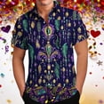 thumbnail image 6 of MELDVDIB Mens Shirts Carnival Printed Loose Summer Tops Button-Up Turn-Down Collar Short Sleeve Beach Shirts with Pocket, 6 of 6