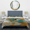 thumbnail image 3 of Designart "Aqua Gold Liquid Marble I" Abstract Marble Bedding Covert Set - Modern Gold Abstract Bed Set With 2 Shams, 3 of 6