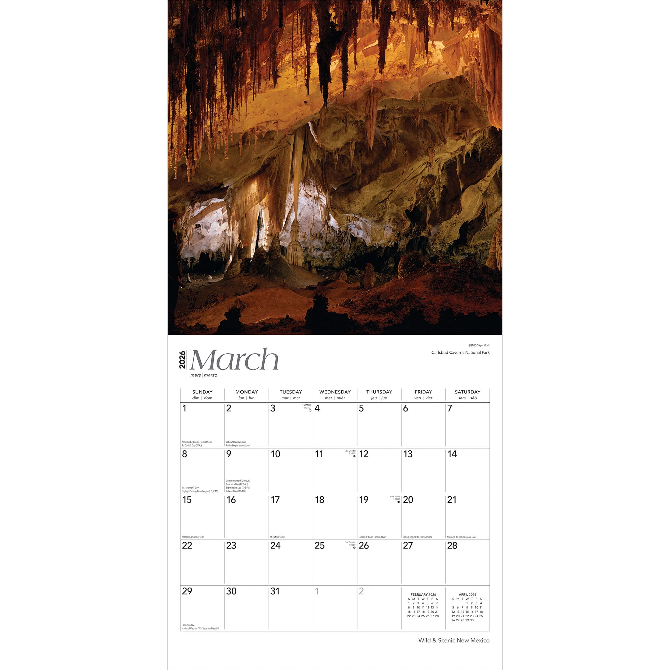 New Mexico Wild & Scenic | 2026 12x24" (Hanging) Wall Calendar | Plastic-Free