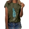 thumbnail image 2 of Fashion T Shirts for Women Loose Casual T Shirts Retro Print Tee Shirts Vintage Feather Pullover Shirts Graphic Casual Tee Shirt My Order, 2 of 7
