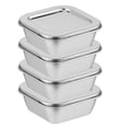 thumbnail image 1 of 4 contenedores de acero inoxidable para alimentos, cajas de muestra para alimentos, contenedores de almacenamiento de alimentos para comedor escolar, 1 of 7