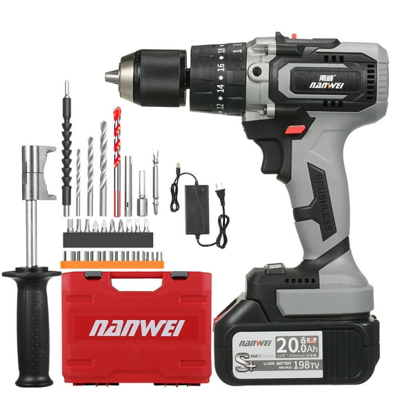 yeacher 21V Brushless Lithium Cordless Drill with 4.0Ah Battery, 27-Piece Accessory Kit, and Foam-Padded Toolbox, All-Metal Chuck & LED Light, 3-in-1 Functionality for Heavy Duty Drilling