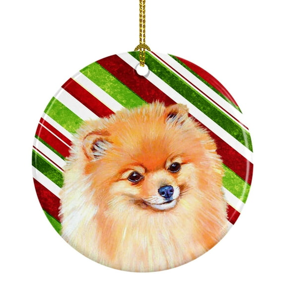 Carolines Treasures LH9260-CO1 Pomeranian Candy Cane Holiday Christmas Ceramic Ornament, Multicolor