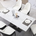 thumbnail image 5 of Leavader 71” White Sintered Stone Home Kitchen Dining Table Set for 6 People with Black Moon-shaped Stainless Steel Base with 6 Chairs, 5 of 10