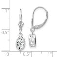thumbnail image 5 of 14K White Gold 7x5mm Oval Cubic Zirconia Leverback Dangle Earrings, 5 of 5