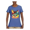 thumbnail image 2 of Wild Bobby Dean Russo Colorful Blue Eyes Cat Cat Lover Women Graphic Tee, Light Blue, Medium, 2 of 5