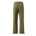 thumbnail image 4 of DYMADE Womens Cotton Linen Full Length Elastic Waist Draw String Solid Mid Waist Summer Casual Pants, 4 of 4