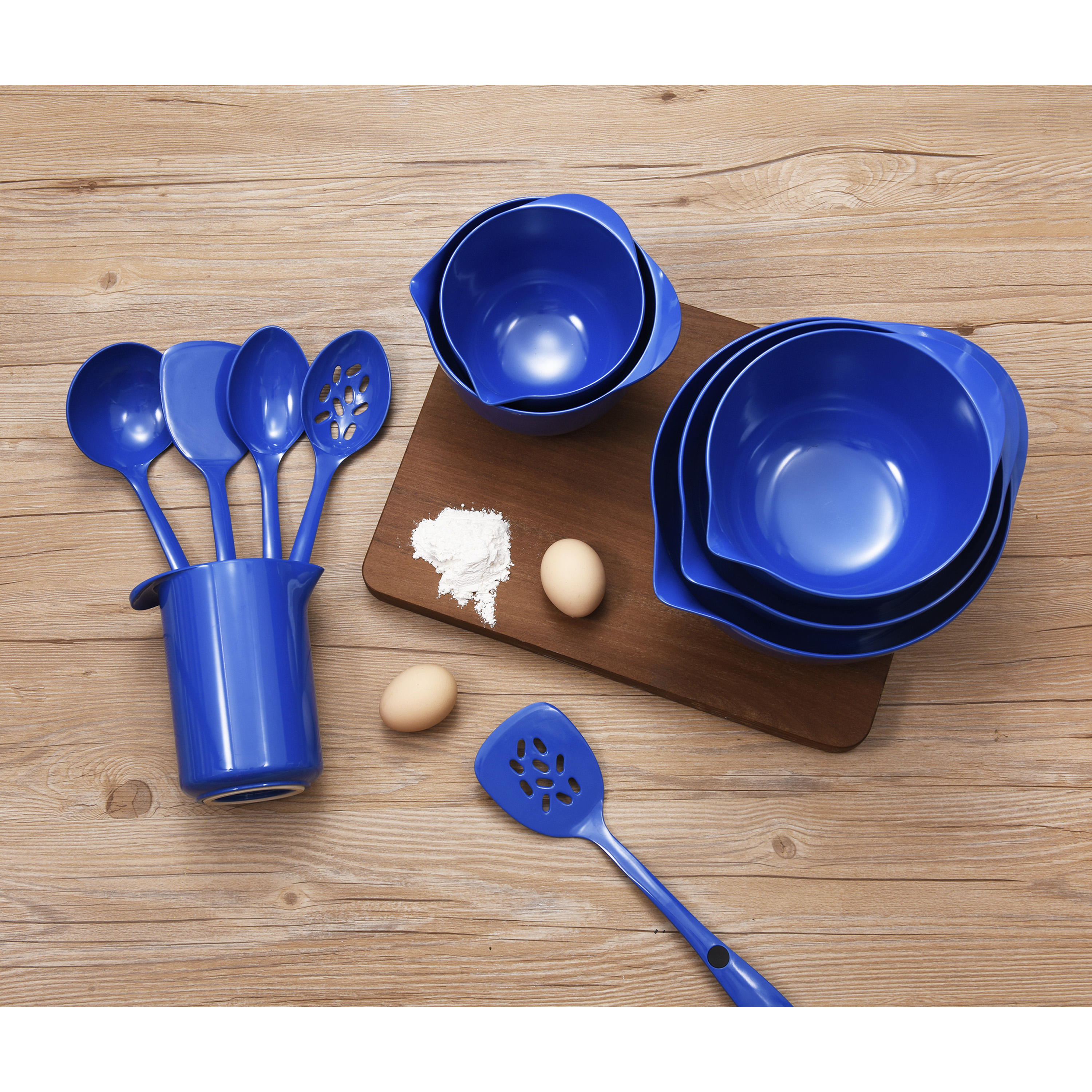 Discontinued - Last Chance Clearance! Mainstays 11PC Melamine Mixing Bowl and Utensil Set- Blue - image 3 of 4