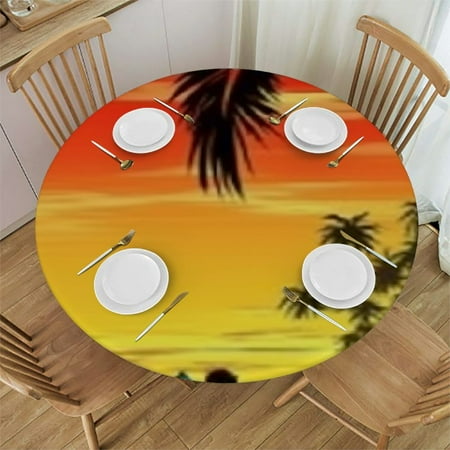 

SHERONV Surfing Round Table Cover Stain Resistant Washable Indoor Outdoor Polyester Full Width Single-Sided Printing Kitchen Dining Wedding Parties 100% Polyester Fiber Outdoor Fitted 54 -58