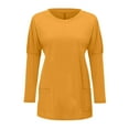 thumbnail image 4 of Fgnfyis Womens Tops Autumn Winter Casual Fashion Round Neck Long Sleeve Long T Shirt Top Pocket Puff Sleeve Print T Shirts for Women Yellow S, 4 of 4