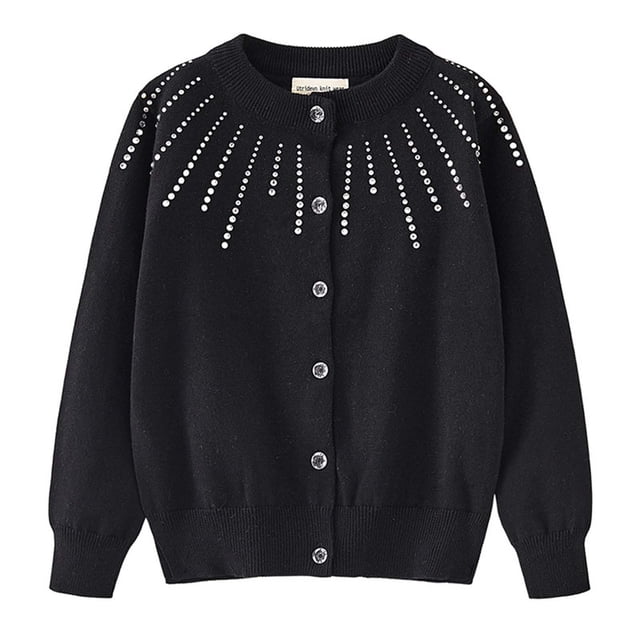 Cameland Girls Rhinestone Knit Cardigan Jacket Autumn and Winter Cotton Children's Knit Cardigan
