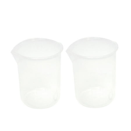 Unique Bargains 50mL Graduated Beaker Clear Plastic Measuring Cup for Lab 2