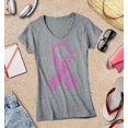 thumbnail image 3 of S4E Women's Pink Ribbon Word Montage Slim Fit V-Neck T-Shirt Small Sports Grey, 3 of 4