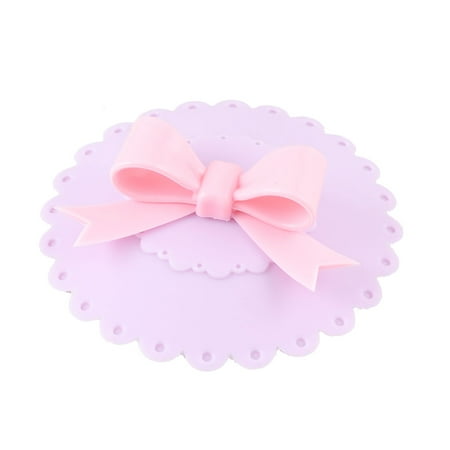 Mug Knob - Pink Bowknot Knob Airtight Silicone Cup Mug Lid Purple
