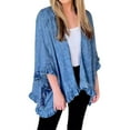 thumbnail image 4 of Fznquz Summer Cardigan for Women Open Front Denim Sweater 2025 Fall Winter Peplum Blue Jacket, 4 of 7