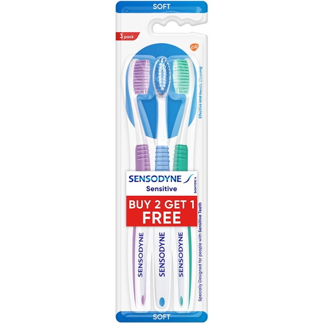 Cepillo dental Sensodyne Sensitive suave, paquete de 3