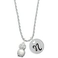 thumbnail image 1 of Delight Jewelry Silvertone 3-D Imitation Pearl & Clear Crystal Owl Silvertone Script Initial Disc - N - Charm Necklace, 20"+3", 1 of 4