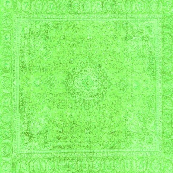 Ahgly Company Indoor Square Abstract Green Modern Area Rugs, 6' Square