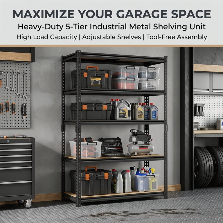 Nnovaroom Heavy-Duty 5-Tier Shelving Rack, 60"H photo 2