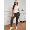 thumbnail image 3 of SHOWMALL Women Plus Leggings High Waisted Activewear Pants Dark Gray 3X Tummy Control Soft Yoga Pants for Workout, 3 of 10