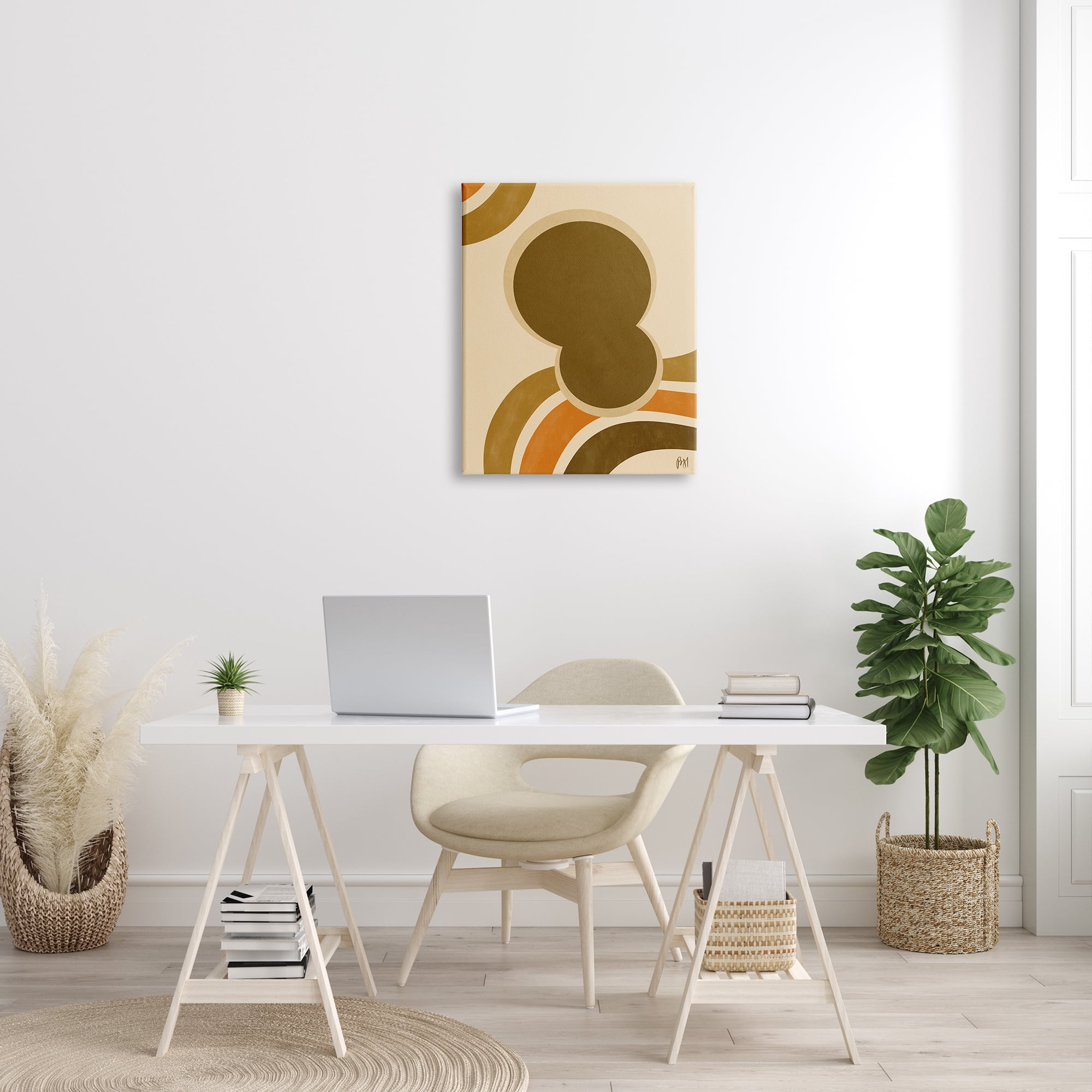 Stupell Indtries Retro Groove Shape Abstraction Warm Pop Brown Orange,24 x 30,Design by Birch&Ink