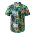 thumbnail image 2 of Camisas Vaqueras Para Hombre Manga Larga hombre Primavera Verano Top camisa Casual playa impreso Patchwork camisa manga corta Top playa camisa (Red, L), 2 of 6