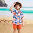 thumbnail image 2 of Huesdet Boy's Men Short Sleeve Button Up Shirt Summer Beach Linen Shirts Vacation Holidays(Sky Blue,12-18 Months), 2 of 5