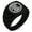 Black, variant on Stainless Steel Three-Tiered Pine Kamon Crest Chevron Pattern Biker Style Polished Ring