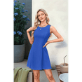thumbnail image 4 of Vestido Mini de Fiesta con Cuello Redondo y Mangas , Azul, Talla S, 4 of 6