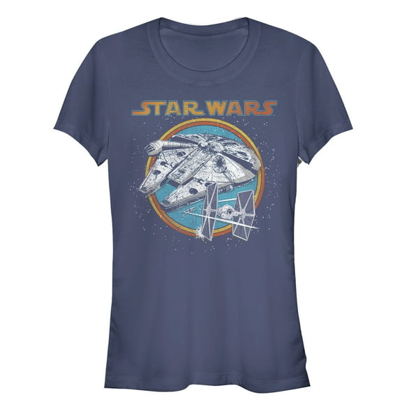 Junior's Star Wars Galactic Ship Journey Graphic Tee Navy Blue Medium