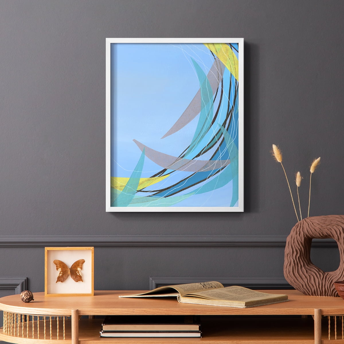 Circulating Flow II Framed Print in White Solid Wood Framed Print No Nail Hanging
