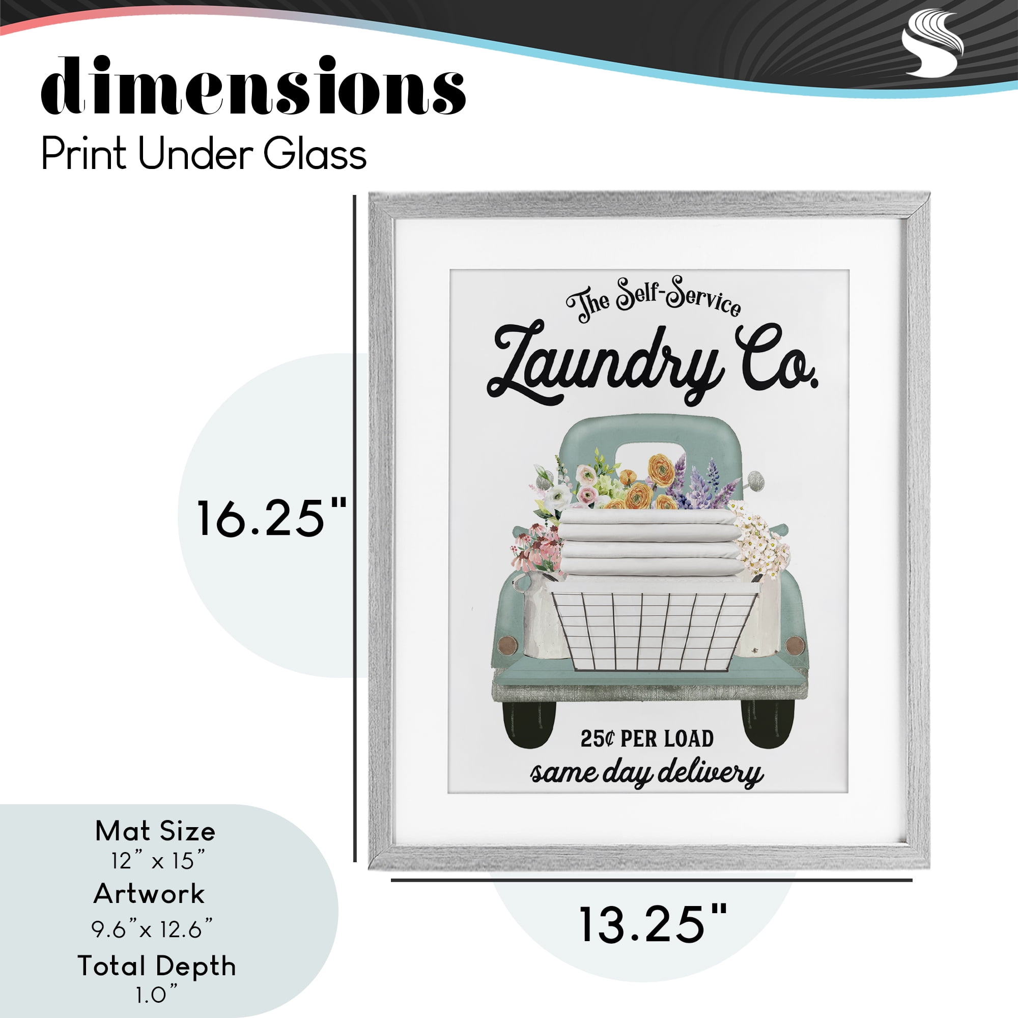 Laundry Delivery Truck Gray Framed Print Under Glass, design by Lettered and Lined