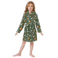 thumbnail image 6 of FORMRS Niños Bathrobe Unisex Hooded Robe Soft Plush Pajamas Sleepwear, Size 10-12T, Orange Flowers, 6 of 7