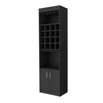 FM FURNITURE Myers 20"W 2-Door Modern Engineered Wood Bar Cabinet in Black
