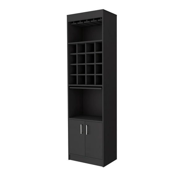 FM FURNITURE Myers 20"W 2-Door Modern Engineered Wood Bar Cabinet in Black