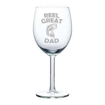 

Wine Glass Goblet Reel Great Dad Bass Fish Fishing Father (10 oz)