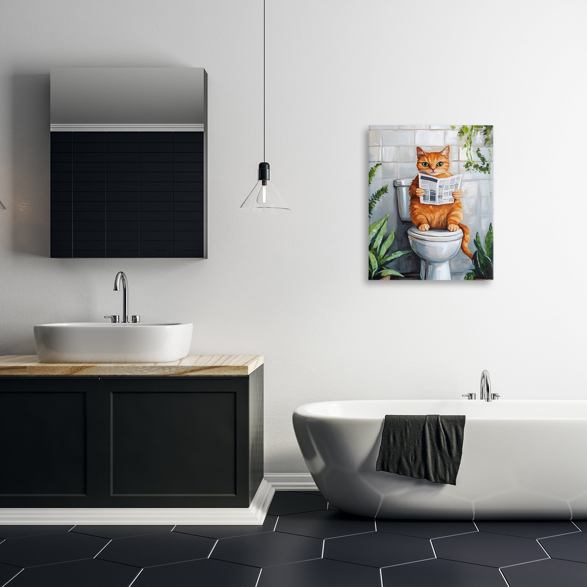 Stupell Industries Orange Cat Reading Paper Canvas Wall Art, design by The Prints Vibe
