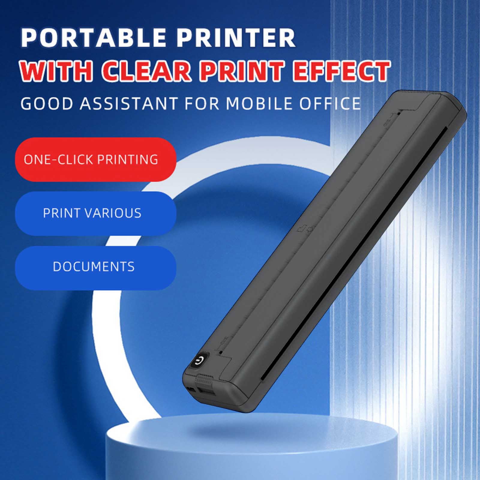 Blasgw Wireless Thermal A4 Paper Printers High-definition Office And Household Small Mini Portable Inkless Printing Machine Black