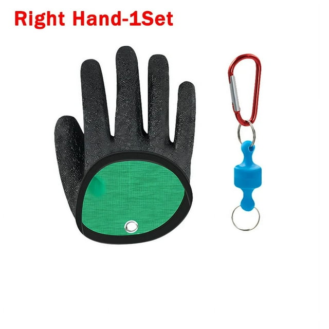 Catch Fish Anti-slip Durabl Knit Full Finger Waterproof Work Cutproof Glove Clasp Left Right Apparel Protect Hand Fishing Gloves Right Hand Set 3PCS